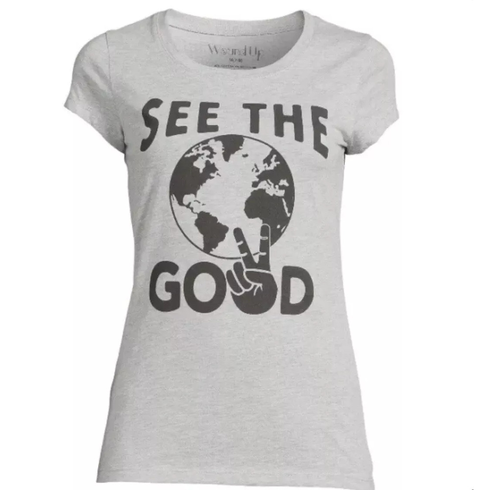 SKU3104 Wound Up Women's Juniors Size 2XL 19 "See the Good" Gray Graphic T-Shirt